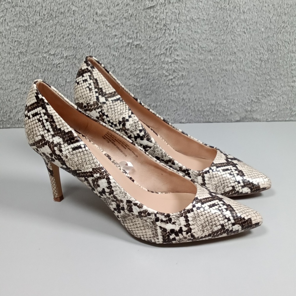 A New Day Womens Snakeskin Print Pointed Toe Pumps Neutral Stiletto Heels Size 9
